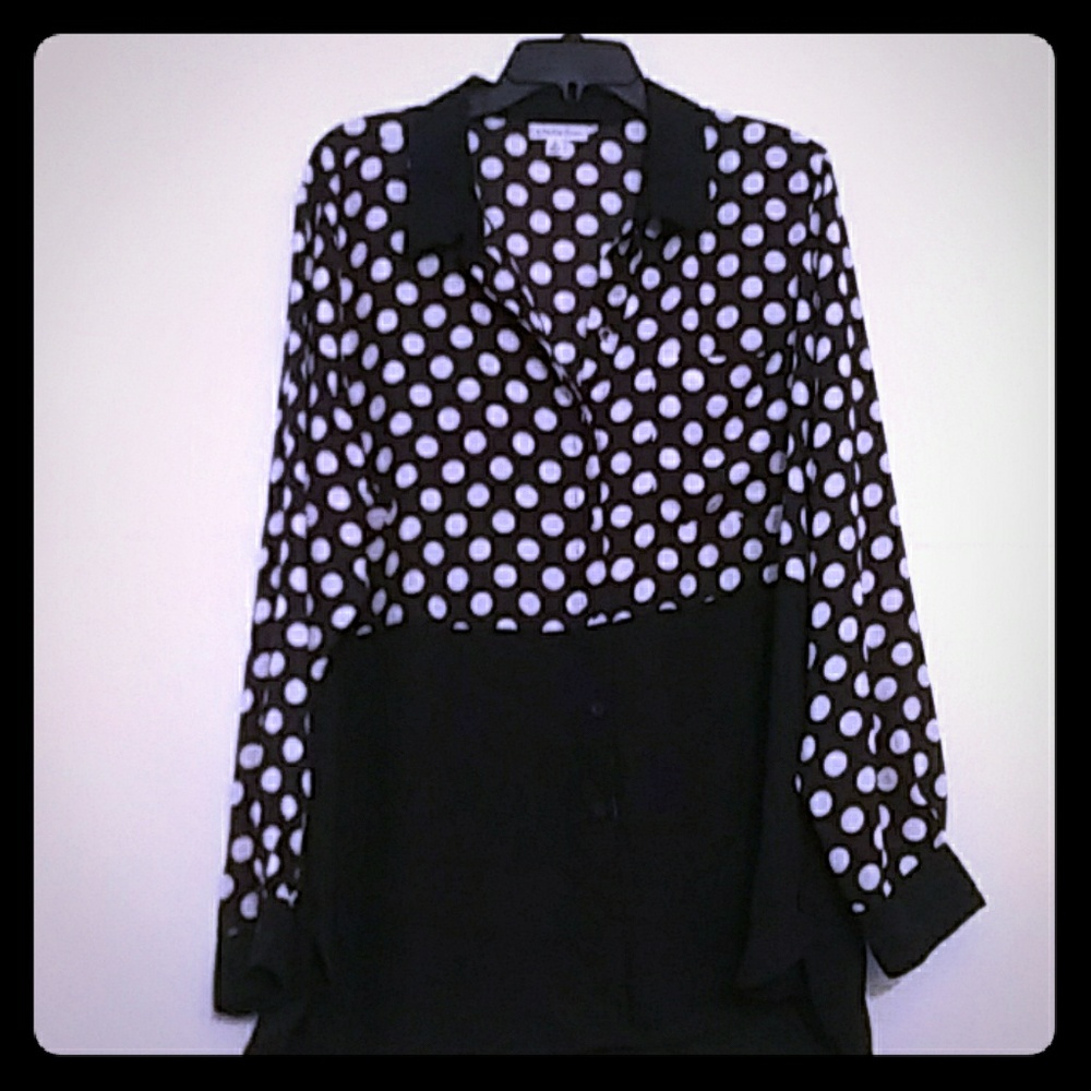 Plus size sheer polka dot shirt